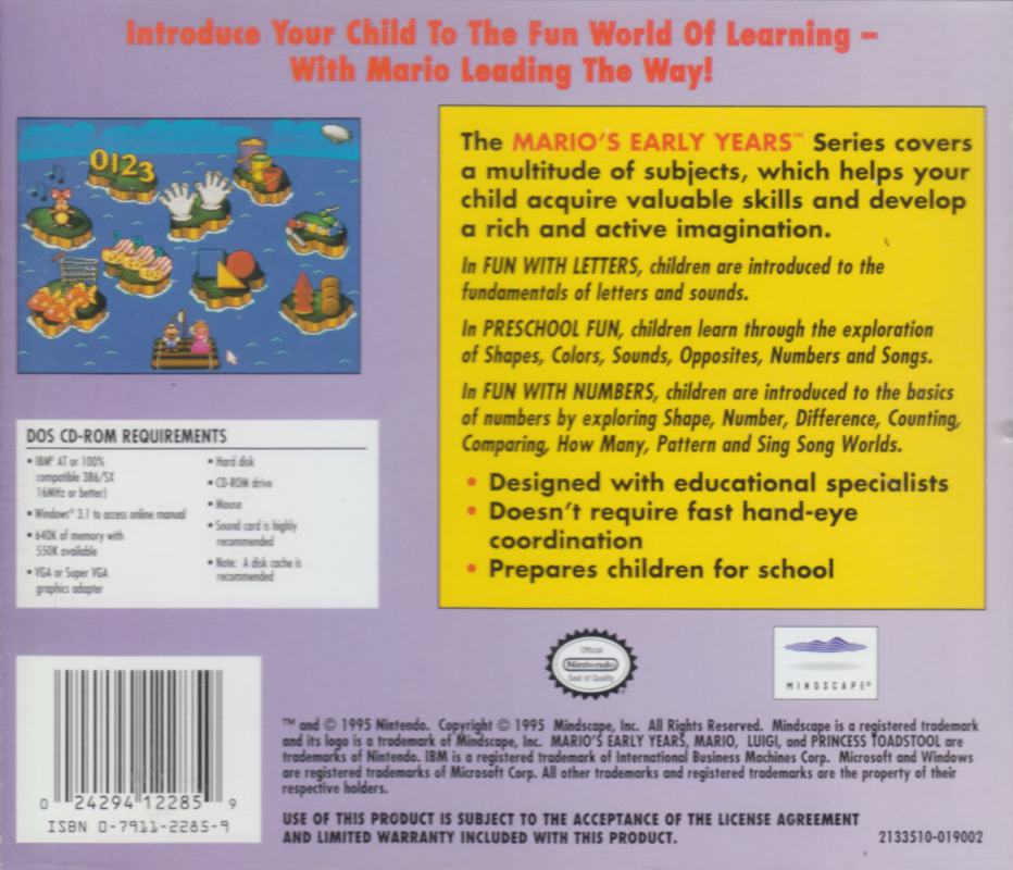 Mario's Early Years - CD-ROM Collection — box-2D-back (CUS)