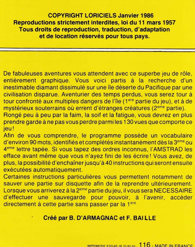 Diamant De L'ile Maudite, Le — box-2D-back (FR)