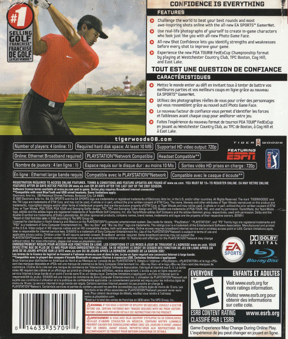 Tiger Woods PGA Tour 08 — box-2D-back (CA)
