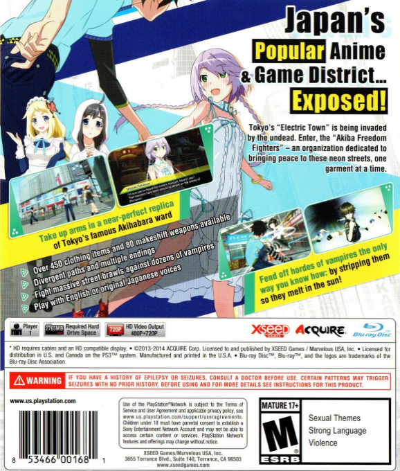 Akiba's Trip - Undead & Undressed — box-2D-back (US)