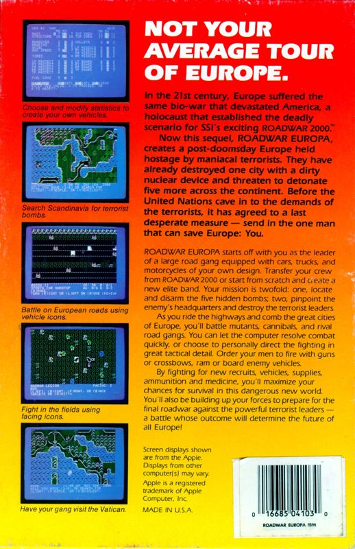 Roadwar Europa — box-2D-back (US)