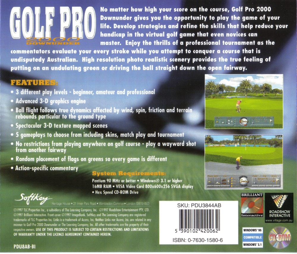 Golf Pro 2000 Downunder — box-2D-back (UK)