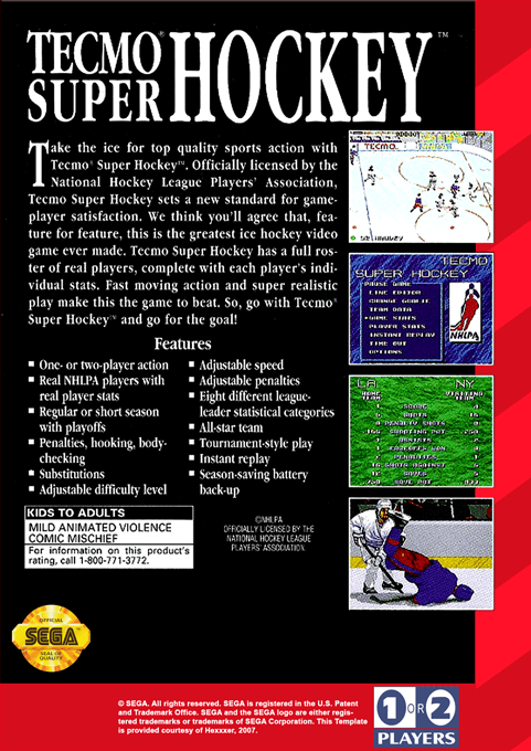 Tecmo Super Hockey — box-2D-back (US)