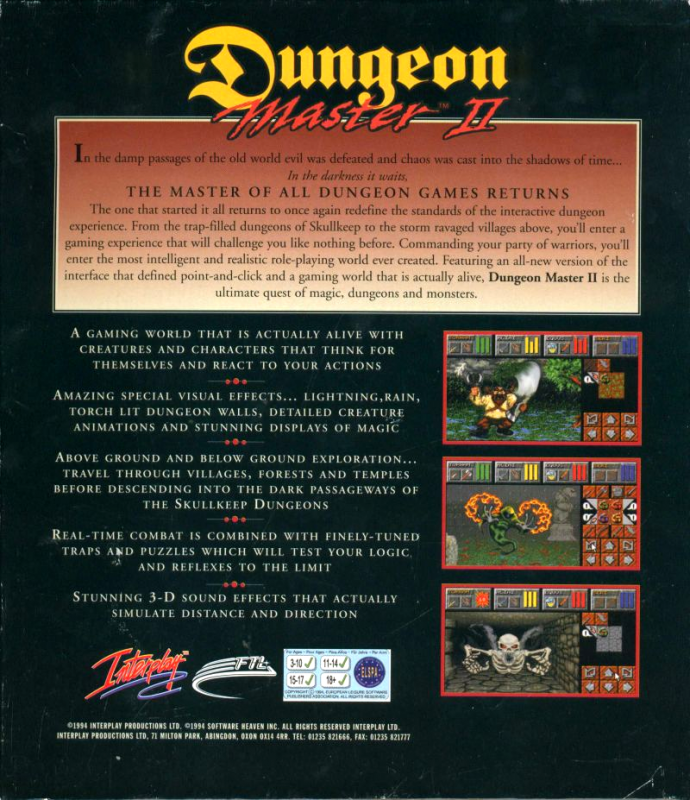 Dungeon Master 2 - The Legend Of Skullkeep — box-2D-back (EU)