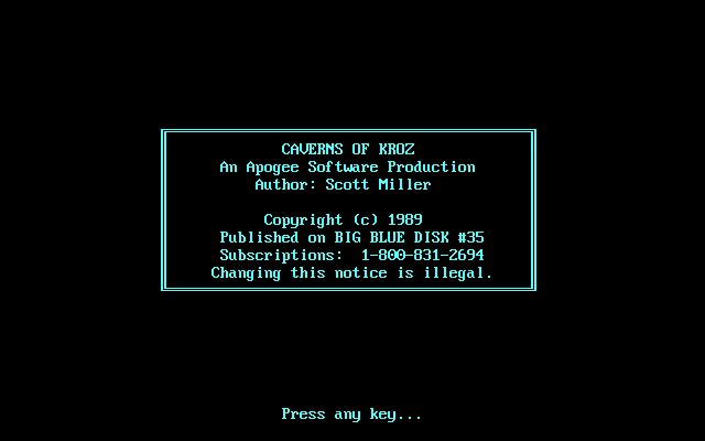 Caverns of Kroz box art