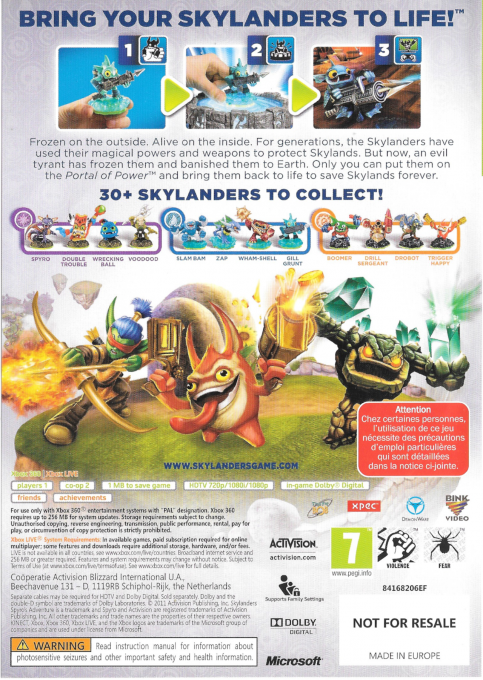 Skylanders - Spyro's Adventure — box-2D-back (EU)