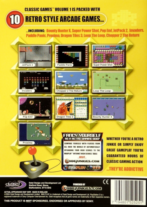 MaxPlay Classic Games Volume 1 — box-2D-back (EU)