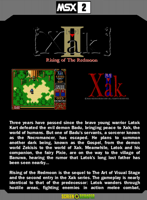 Xak 2 - Rising of the Redmoon — box-2D-back (SS)