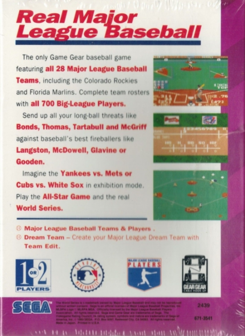 World Series Baseball — box-2D-back (US)