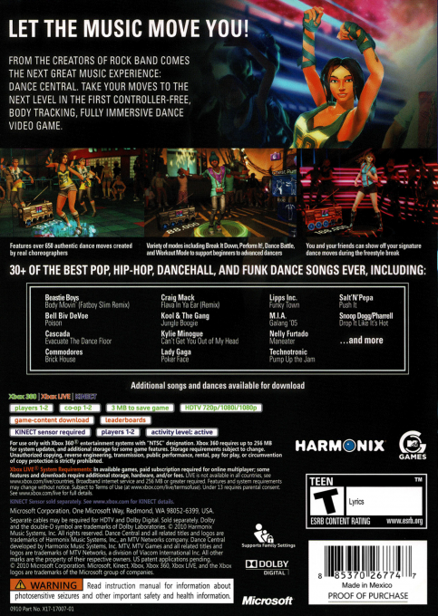 Dance Central — box-2D-back (US)