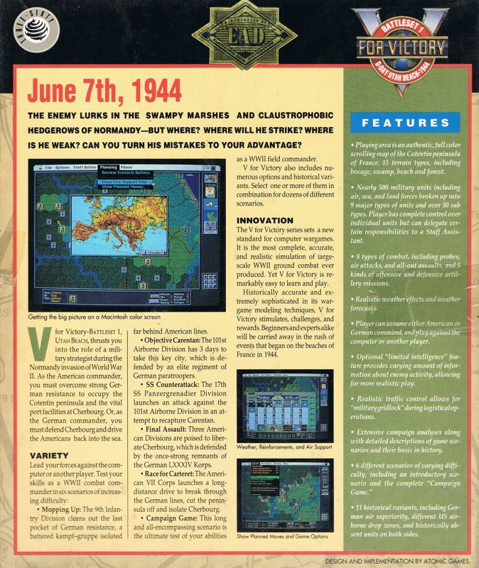 V For Victory - D-day Utah Beach — box-2D-back (US)
