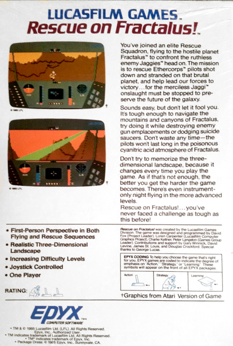 Rescue On Fractalus! — box-2D-back (US)