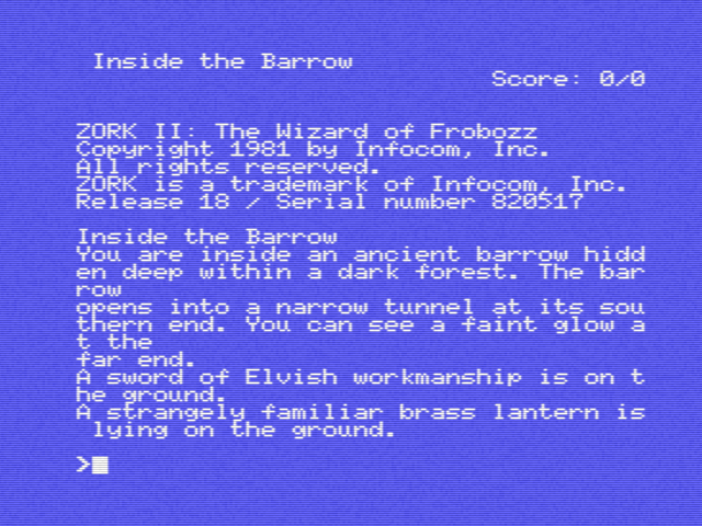 Zork 2 - The Wizard Of Frobozz — sstitle (EU)