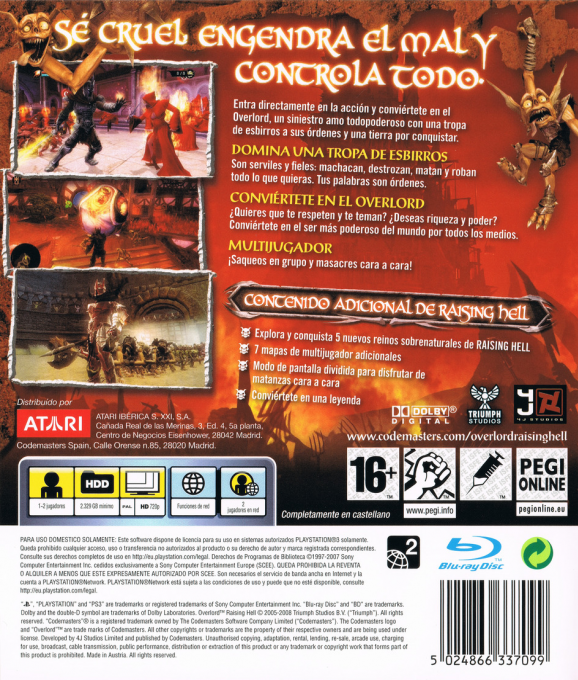 Overlord - Raising Hell — box-2D-back (SP)
