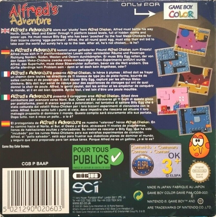 Alfred's Adventure — box-2D-back (EU)