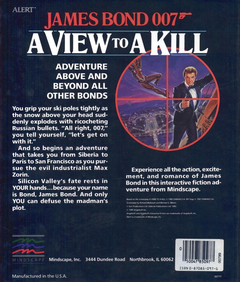 James Bond 007: A View to a Kill — box-2D-back (US)
