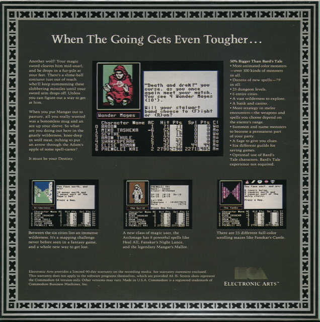 Bard's Tale 2 - The Destiny Knight, The — box-2D-back (US)