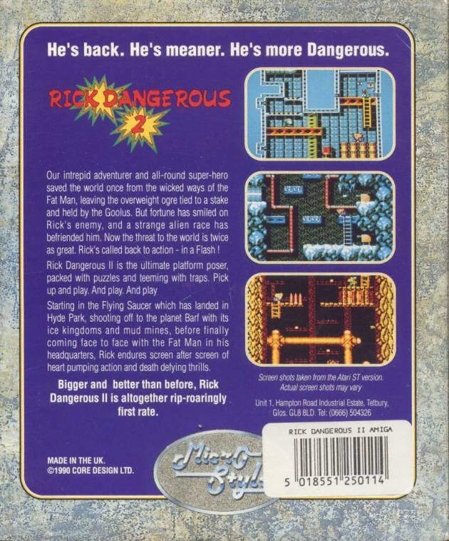 Rick Dangerous 2 — box-2D-back (EU)