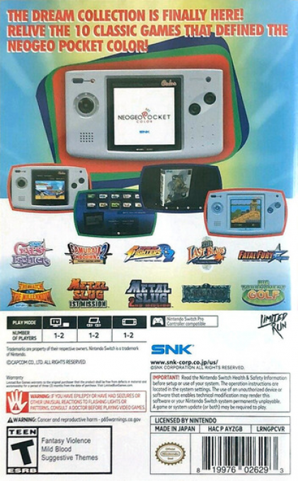 NEOGEO POCKET COLOR SELECTION VOL. 1 — box-2D-back (US)