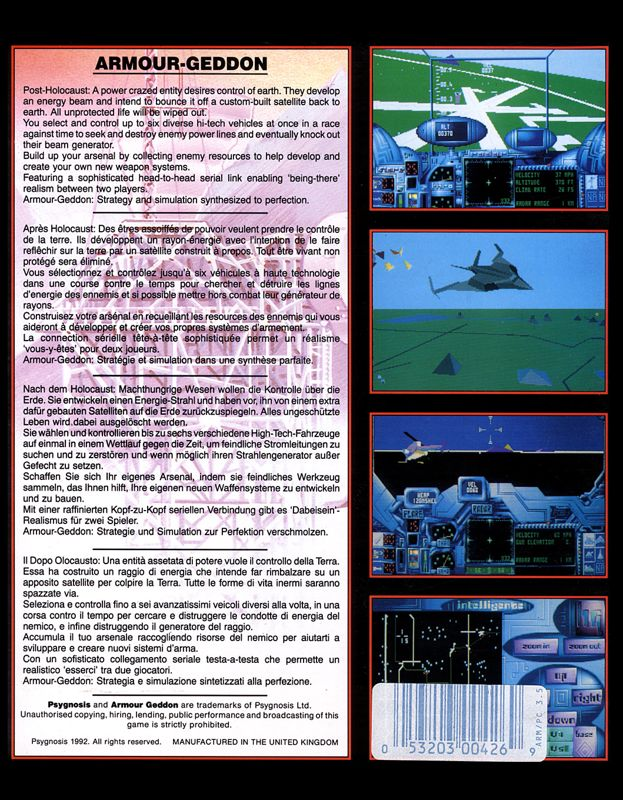 Armour- Geddon — box-2D-back (US)