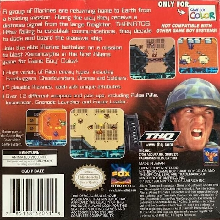 Aliens : Thanatos Encounter — box-2D-back (US)