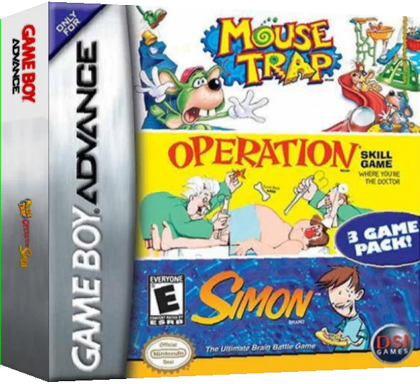 3 Game Pack! - Mouse Trap + Simon + Operation — box-3D (US)