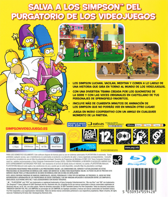 Simpsons, Die - Das Spiel — box-2D-back (SP)