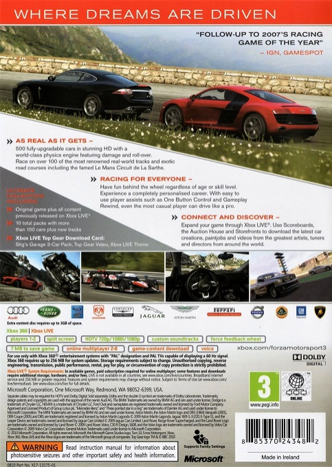 Forza Motorsport 3 — box-2D-back (UK)