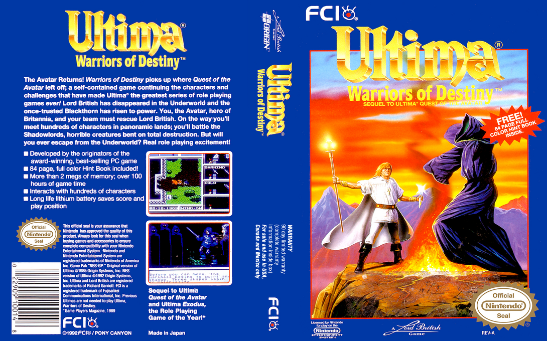 Ultima - Warriors Of Destiny — box-texture (US)