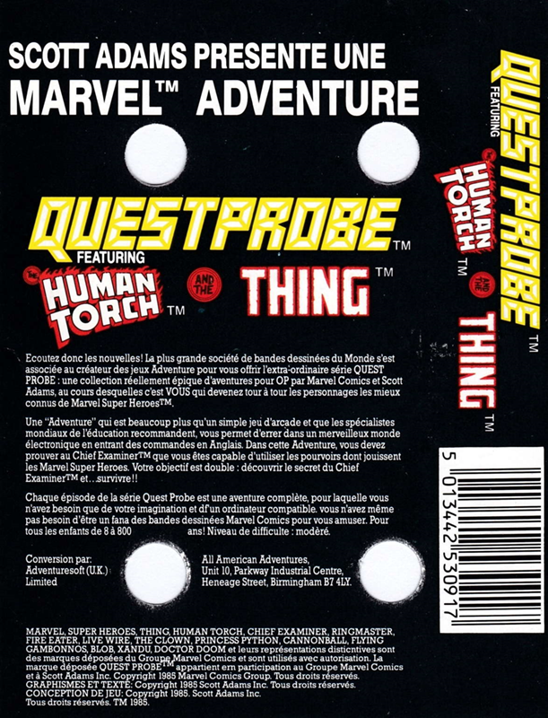Questprobe Featuring The Human Torch And The Thing — box-2D-back (FR)