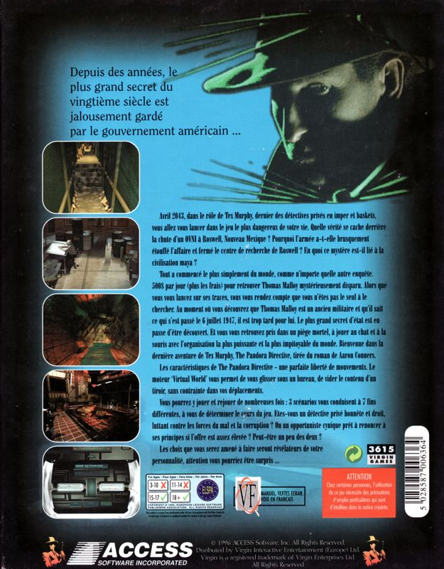 Pandora Directive, The — box-2D-back (FR)