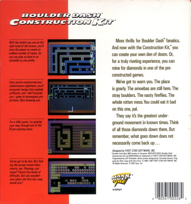 Boulder Dash Construction Kit — box-2D-back (US)