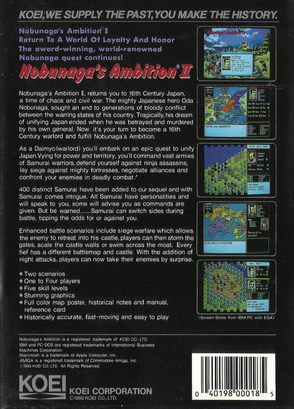 Nobunaga's Ambition 2 — box-2D-back (US)