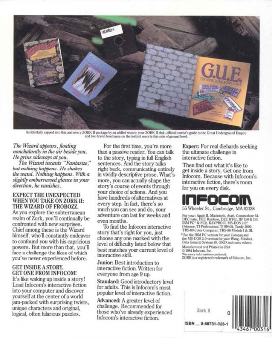 Zork II - The Wizard of Frobozz — box-2D-back (US)