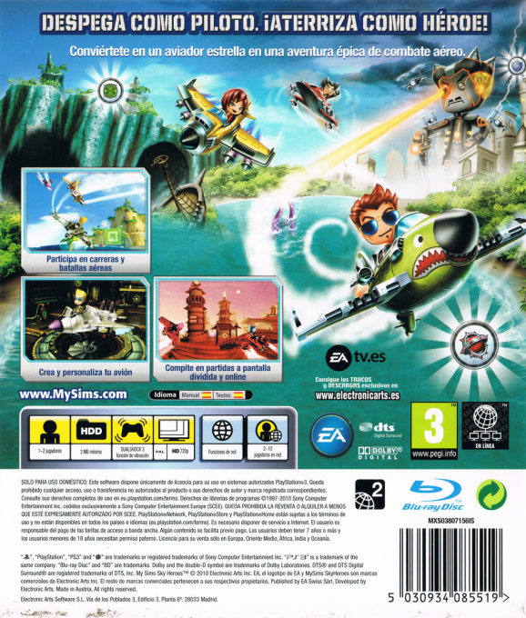 MySims SkyHeroes — box-2D-back (SP)