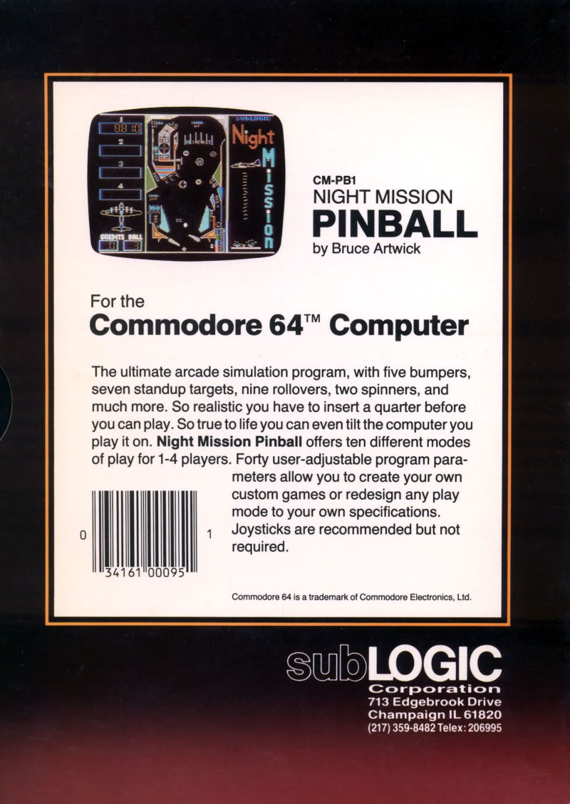 Night Mission Pinball — box-2D-back (US)