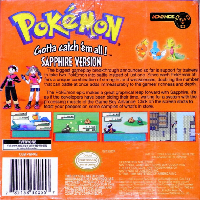 Pokemon - Sapphire Version — box-2D-back (US)