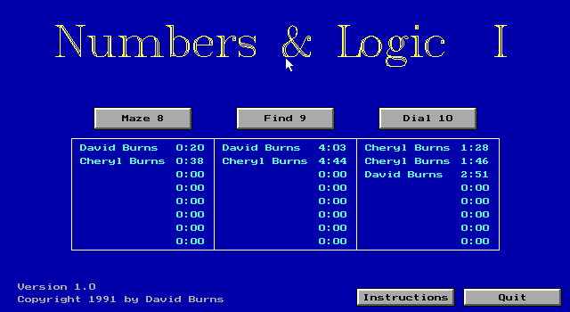 Numbers & Logic I — sstitle (WOR)