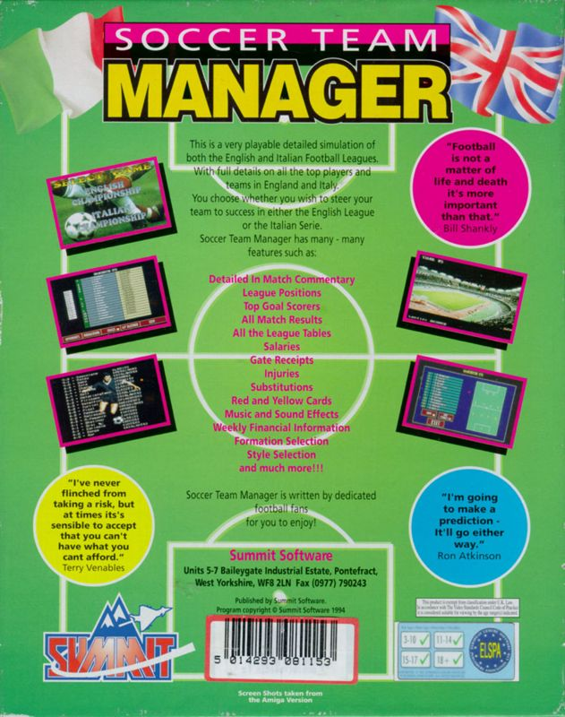 Soccer Team Manager — box-2D-back (EU)
