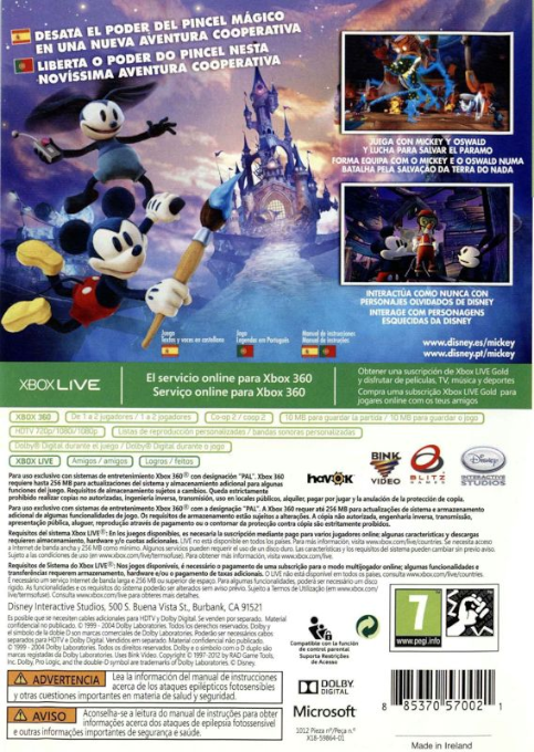 Disney Epic Mickey 2 - The Power of Two — box-2D-back (EU)