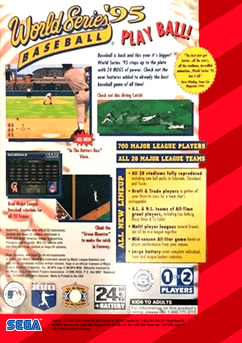 World Series Baseball '95 — box-2D-back (US)