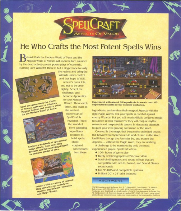 SpellCraft - Aspects Of Valor — box-2D-back (US)