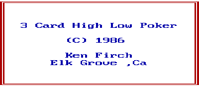 3 Card High Low Poker — wheel (WOR)