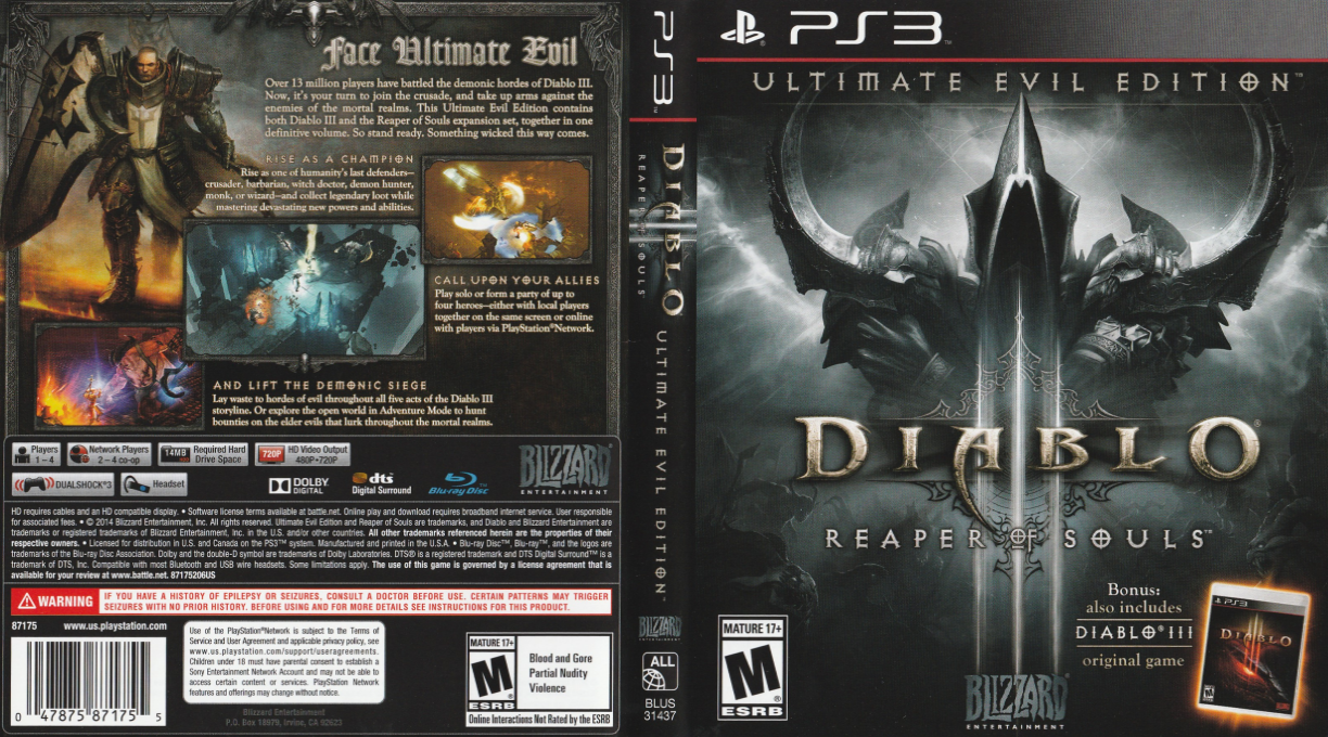 Diablo III - Reaper of Souls - Ultimate Evil Edition — box-texture (US)