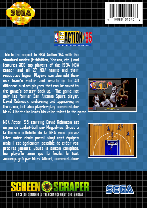 Nba Action '95 Starring David Robinson — box-2D-back (SS)