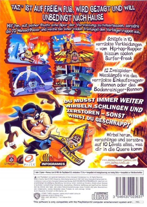 Taz - Wanted — box-2D-back (DE)