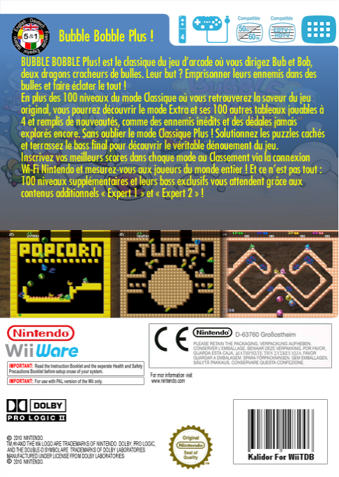 Bubble Bobble Plus — box-2D-back (FR)
