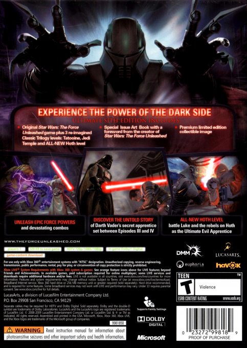 Star Wars - Le Pouvoir De La Force - Ultimate Sith Edition — box-2D-back (US)