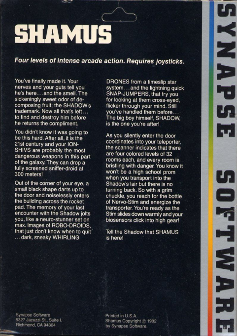 Shamus — box-2D-back (US)