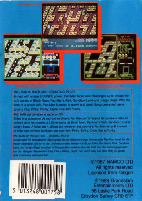 Pac-mania — box-2D-back (EU)